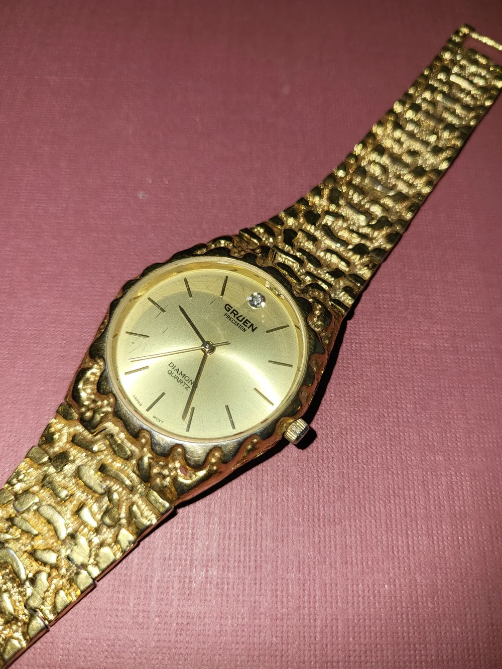Gruen Gold-Tone Textured Bracelet Watch